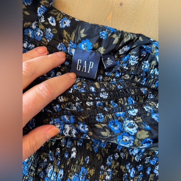 GAP Black and Blue Floral Midi Dress Size Medium - Picture 9 of 11